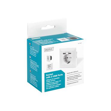 Digitus Socket with 2 USB ports strømforsyningsadapter