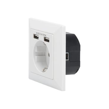 Digitus Socket with 2 USB ports strømforsyningsadapter