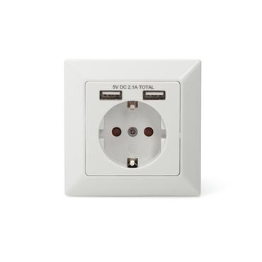 DIGITUS - eluttag - 1 eluttag, 2 USB-uttag - RAL 9003, kritvit