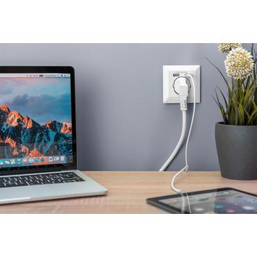 DIGITUS - eluttag - 1 eluttag, 2 USB-uttag - RAL 9003, kritvit