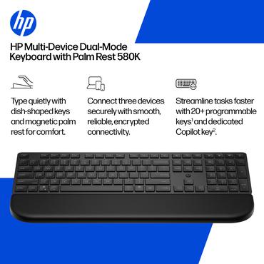 HP Multi-Device Dual-Mode Keyboard with Palm Rest 580K