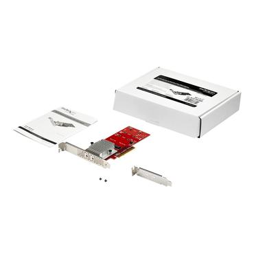 StarTech.com Dual M.2 PCIe SSD Adapter Card, x8 / x16 Dual NVMe or AHCI M.2 SSD to PCI Express 3.0, M.2 NGFF PCIe (M-Key) Compatible, Vented, Supports 2242, 2260, 2280, JBOD, Mac & PC