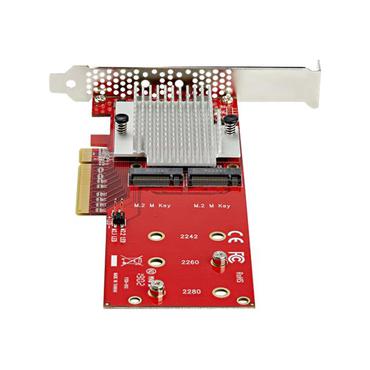StarTech.com Dual M.2 PCIe SSD Adapter Card, x8 / x16 Dual NVMe or AHCI M.2 SSD to PCI Express 3.0, M.2 NGFF PCIe (M-Key) Compatible, Vented, Supports 2242, 2260, 2280, JBOD, Mac & PC