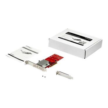 StarTech.com Dual M.2 PCIe SSD Adapter Card, x8 / x16 Dual NVMe or AHCI M.2 SSD to PCI Express 3.0, M.2 NGFF PCIe (M-Key) Compatible, Vented, Supports 2242, 2260, 2280, JBOD, Mac & PC
