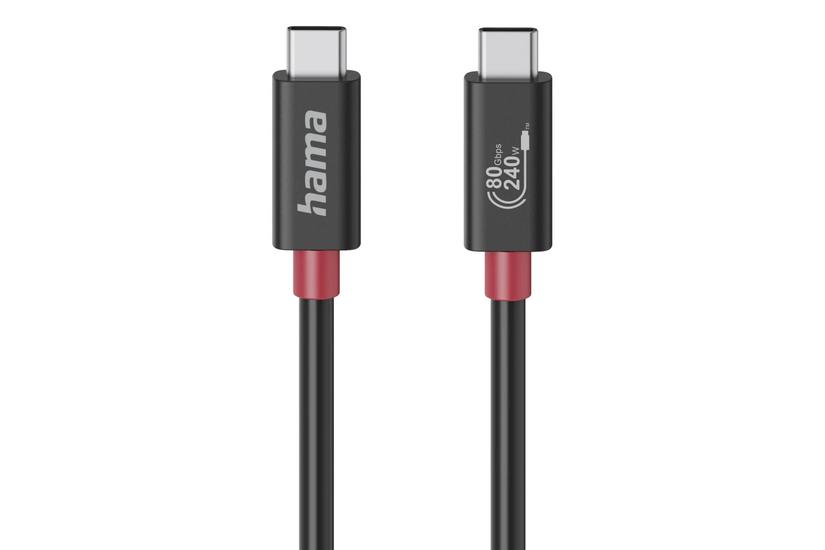 HAMA Cable USB-C USB 4.0 Gen4 80 Gbit/s 240W 1.0m Black
