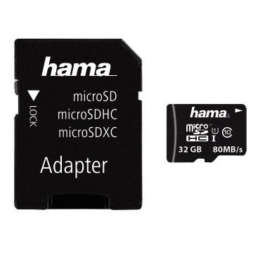 Hama microSDHC Class 10 UHS-I 80MB/s 32GB inkl. Adapter / Mobile