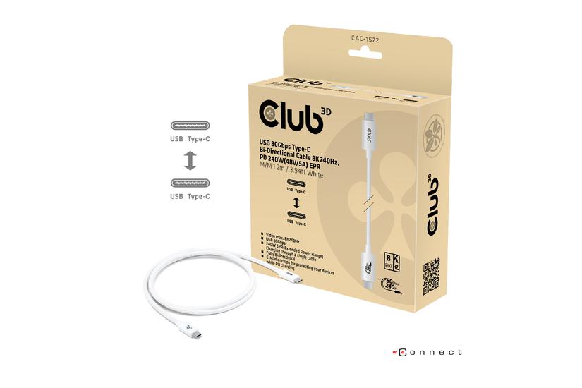 Club 3D - USB typ C-kabel - 24 pin USB-C till 24 pin USB-C - 1.2 m