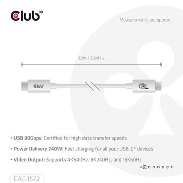 Club 3D - USB typ C-kabel - 24 pin USB-C till 24 pin USB-C - 1.2 m