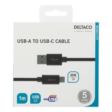 DELTACO USBC-1132M - USB typ C-kabel - USB till USB-C - 1 m