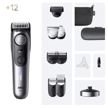 Braun BeardTrimmer 9 BT9560 skæg trimmer Batteri 52 2 cm Våd og tør Sort, Sølv
