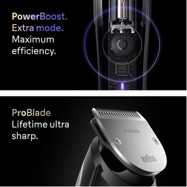 Braun BeardTrimmer 9 BT9560 skæg trimmer Batteri 52 2 cm Våd og tør Sort, Sølv