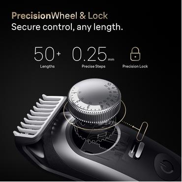 Braun BeardTrimmer 9 BT9560 skæg trimmer Batteri 52 2 cm Våd og tør Sort, Sølv