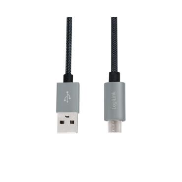 LogiLink CU0134 USB-kabel 2 m USB 2.0 USB A Micro-USB B Sort, Grå