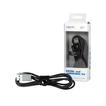 LogiLink CU0134 USB-kabel 2 m USB 2.0 USB A Micro-USB B Sort, Grå