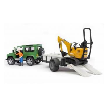 BRUDER Professional-serien - Land Rover Defender Med Trailer, Cat And Man