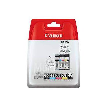 Canon PGI-580BK/CLI-581 BK/C/M/Y Multipack - 5-pack - svart, gul, cyan, magenta, svartf&auml;rgad - original - bl&auml;cktank