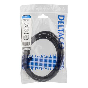 DELTACO USB3-242 - USB-f&ouml;rl&auml;ngningskabel - USB typ A till USB typ A - 2 m