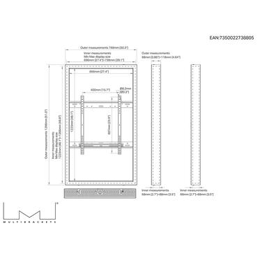 Multibrackets M Pro Series h&ouml;lje - medium - f&ouml;r LCD-display - h&ouml;g ljusstyrka - vit