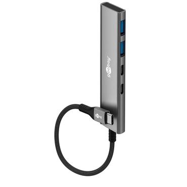 Slim 4-Port USB Hub, USB-C™ to USB-C™/USB-A, 5 Gbit/s, light grey