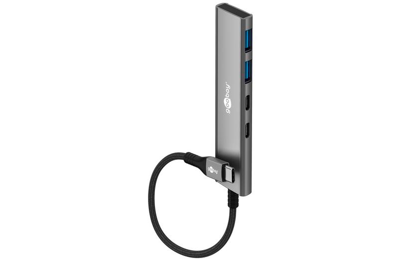 Slim 4-Port USB Hub, USB-C™ to USB-C™/USB-A, 5 Gbit/s, light grey