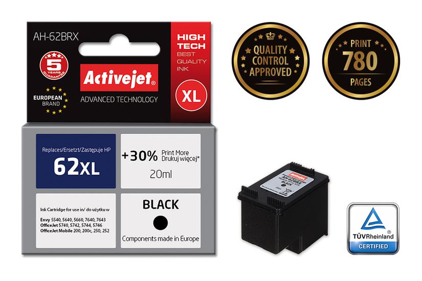 Activejet AH-62BRX bl&aelig;k (erstatning HP 62XL C2P05AE; Premium; 20 ml; sort)
