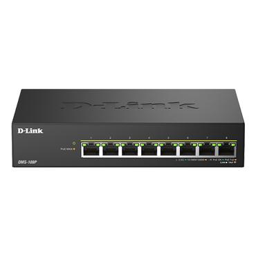D-Link DMS-108P/E netværksswitch Ikke administreret 2.5G Ethernet (100/1000/2500) Strøm over Ethernet (PoE) Sort