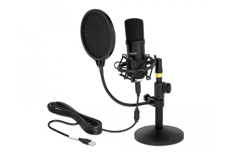 Delock Professional USB Condenser Microphone Set for Podcasting and Gaming - mikrofon