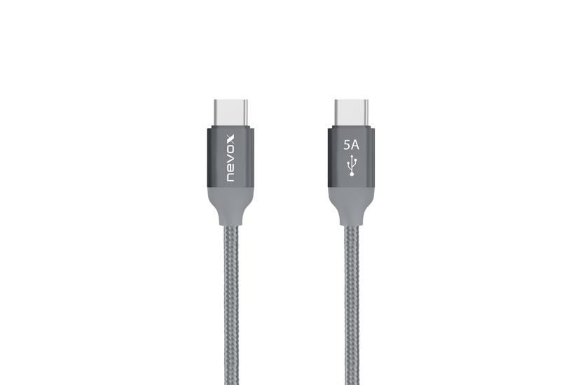 nevox 1654 USB-kabel USB 2.0 2 m USB C Gr&aring;, S&oslash;lv