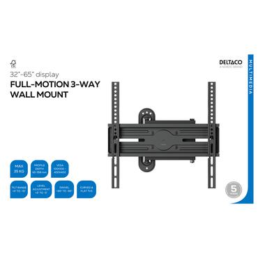 Wall mount, Full motion 3-way, tilt, swivel, 32-65", 35 kg