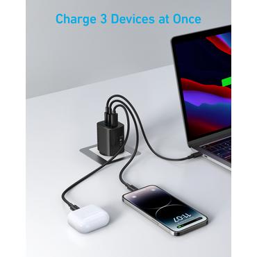 Anker 336 Charger (67W) Mobil computer, Mobiltelefon, Laptop, Strømbank, Smartphone, SmartWatch, Tablet, Ur, Wearables Sort USB Hurtig opladning Indendørs