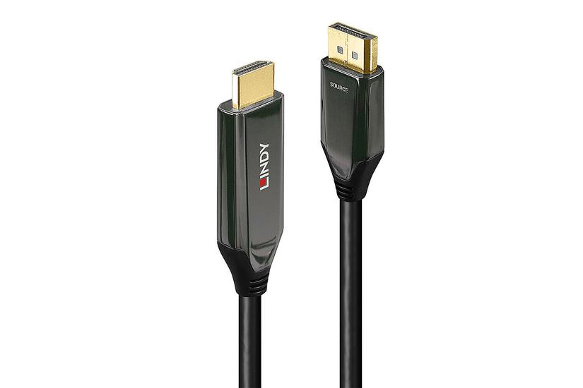 Lindy 2m Aktives DisplayPort an HDMI 8K60 Adapterkabel Verbindet Ger&auml;te mit DP-Ausgang mit einem 8K60Hz HDMI Display (40931)