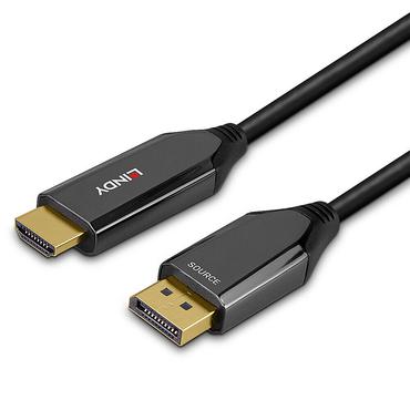 Lindy 2m Aktives DisplayPort an HDMI 8K60 Adapterkabel Verbindet Ger&auml;te mit DP-Ausgang mit einem 8K60Hz HDMI Display (40931)