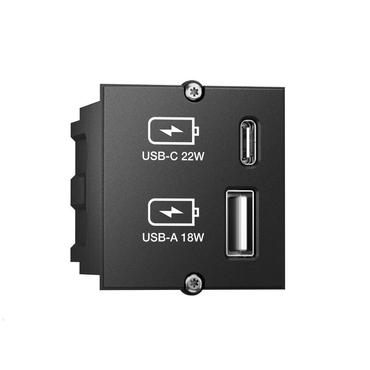 Bachmann 917.227 stikkontakt USB A + USB C Sort