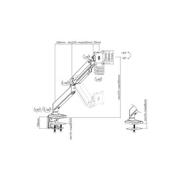 DIGITUS DA-90426 monteringssats - gasfj&auml;der - f&ouml;r b&ouml;jd/platt panel - svart
