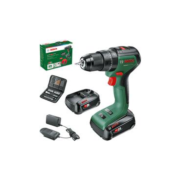 Bosch cordless impact drill UniversalImpact 18V-60 + SET (green/black, 2x Li-ion battery 2.0Ah, case + 51-piece accessories, POWER FOR ALL ALLIANCE)