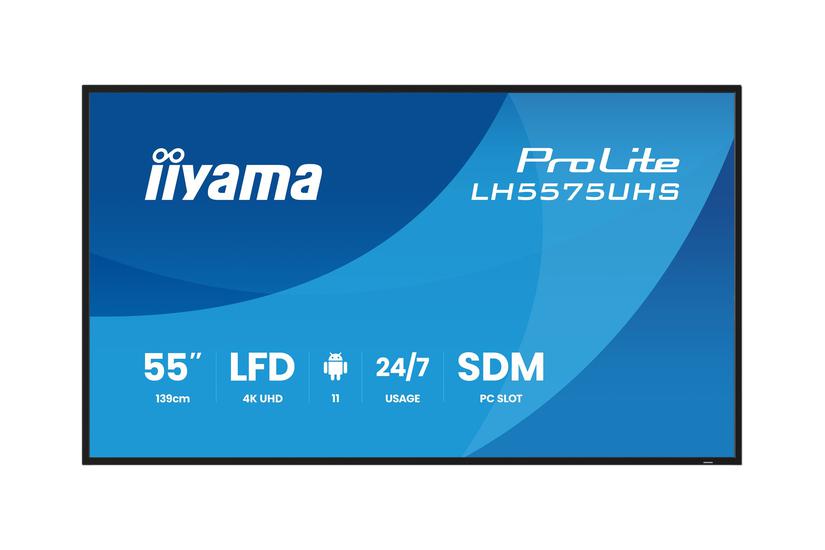 Iiyama Lh5575uhs B2ag Skilte Display Digital Fladpaneldisplay 138    Lcd 500 M² Ultra Sort Indbygget Processer Android
