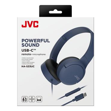 JVC HAS33UC Headset Ledningsført Opkald/musik USB Type-C Sort, Blå