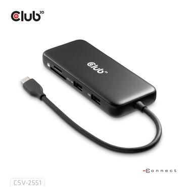CLUB3D CSV-2551 dockingstation Ledningsf&oslash;rt USB Type-C Sort