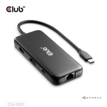 CLUB3D CSV-2551 dockingstation Ledningsf&oslash;rt USB Type-C Sort