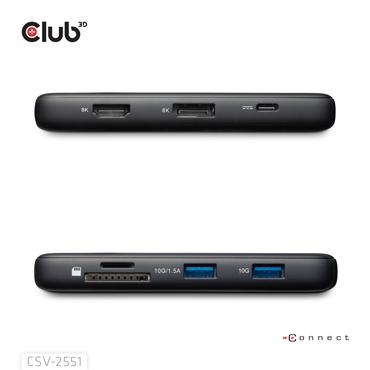 CLUB3D CSV-2551 dockingstation Ledningsf&oslash;rt USB Type-C Sort