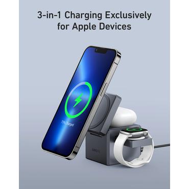 Anker Innovations Y1811G11 oplader til mobil enhed Hovedtelefoner, Smartphone, SmartWatch Sort Vekselstrøm, USB Trådløs opladning Hurtig opladning Indendørs