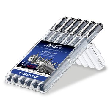 STAEDTLER pigment liner - fineliner - svart (paket om 6)