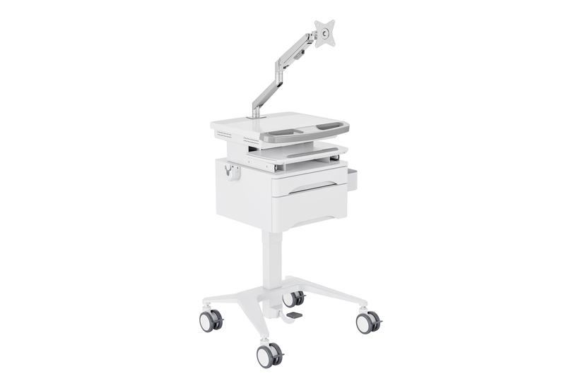 Multibrackets M Basic vagn - f&ouml;r LCD-sk&auml;rm/tangentbord/mus/portf&ouml;ljdator - med l&aring;da, gaslyftarm - vit, silver