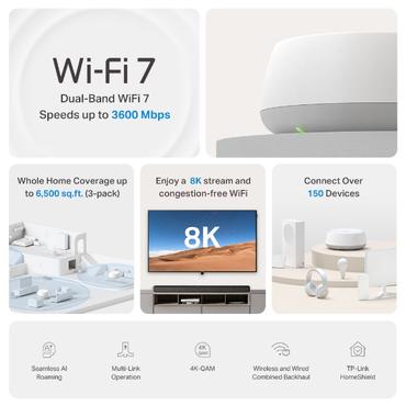 TP-Link DECO BE22(1-PACK) mesh Wi-Fi-system Dual-band (2,4 GHz / 5 GHz) Wi-Fi 7 (802.11be) Hvid 2 Intern