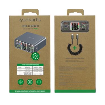 4smarts 540360 oplader til mobil enhed Universel Gr&aring; Vekselstr&oslash;m Hurtig opladning Indend&oslash;rs