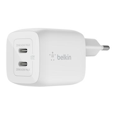 Belkin BoostCharge Pro GaN strømforsyningsadapter - PPS og GaN-teknologi - 2 x USB-C - 45 Watt