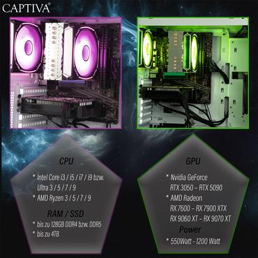 Captiva Advanced Gaming R94-169 Gaming PC AMD Ryzen 7 5700X, 32GB DDR4 RAM, 1TB M.2 SSD, Nvidia GeForce RTX 5060 Ti, Wi-Fi 6, Windows 11