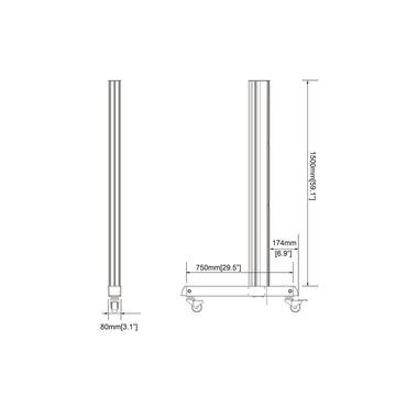 Multibrackets M Pro Series monteringskomponent - stativ f&ouml;r skenmontering, 150 cm, inkl. hjul - svart