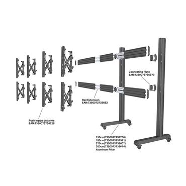 Multibrackets M Pro Series monteringskomponent - stativ f&ouml;r skenmontering, 150 cm, inkl. hjul - svart
