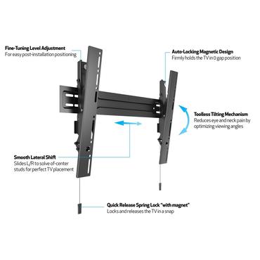 Multibrackets M VESA Wallmount Super Slim Tilt 600 MAX beslag - for fladt panel - slate sort